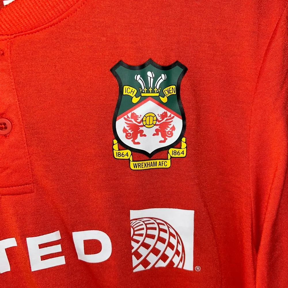 United Polaris Wrexham AFC Shirt Henley Pajama Mens S/M red orange Football